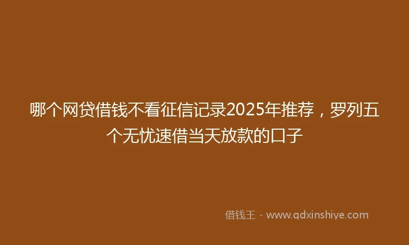 哪个网贷借钱不看征信记录2025年推荐，罗列五个无忧速借当天放款的口子
