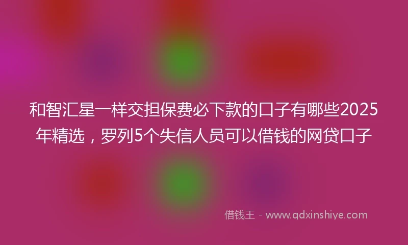和智汇星一样交担保费必下款的口子有哪些2025年精选，罗列5个失信人员可以借钱的网贷口子