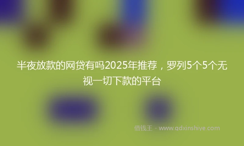 半夜放款的网贷有吗2025年推荐，罗列5个5个无视一切下款的平台