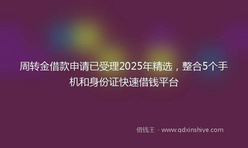 周转金借款申请已受理2025年精选，整合5个手机和身份证快速借钱平台