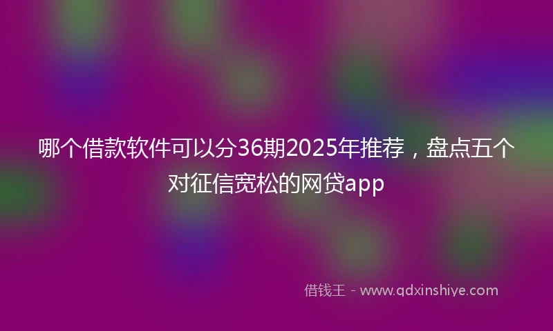 哪个借款软件可以分36期2025年推荐，盘点五个对征信宽松的网贷app