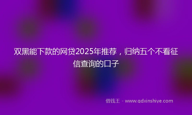 双黑能下款的网贷2025年推荐，归纳五个不看征信查询的口子