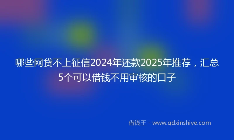 哪些网贷不上征信2024年还款2025年推荐，汇总5个可以借钱不用审核的口子