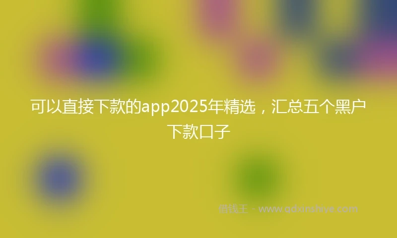 可以直接下款的app2025年精选,汇总五个黑户下款口子