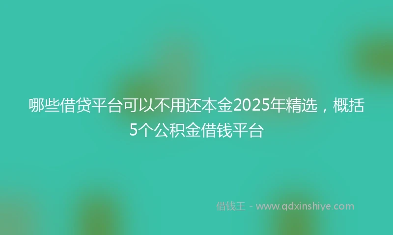 哪些借贷平台可以不用还本金2025年精选，概括5个公积金借钱平台