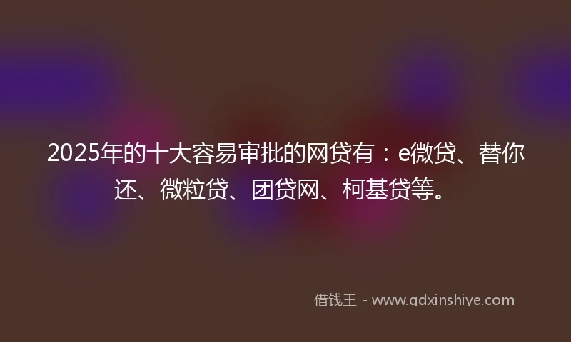 2025年的十大容易审批的网贷有：e微贷、替你还、微粒贷、团贷网、柯基贷等。