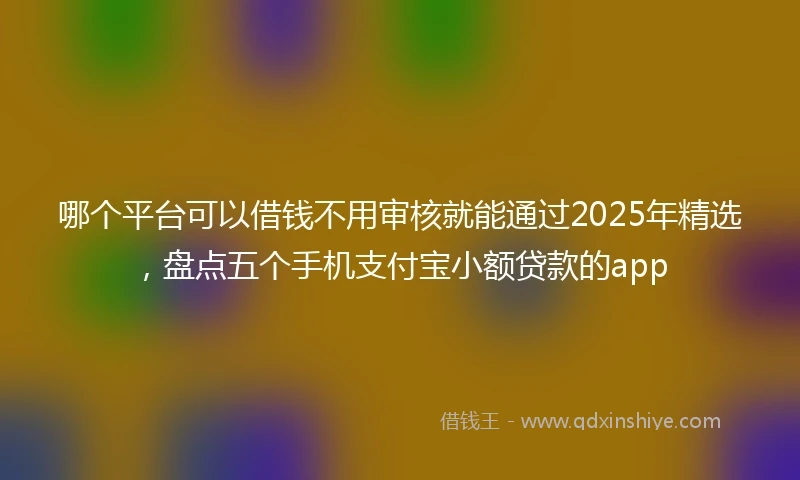 哪个平台可以借钱不用审核就能通过2025年精选，盘点五个手机支付宝小额贷款的app