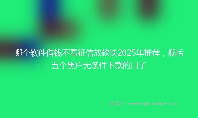 哪个软件借钱不看征信放款快2025年推荐，概括五个黑户无条件下款的口子