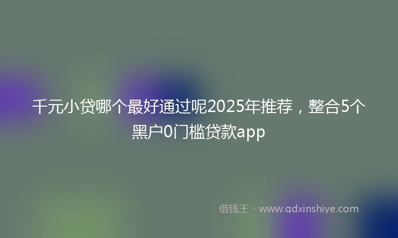 千元小贷哪个最好通过呢2025年推荐，整合5个黑户0门槛贷款app