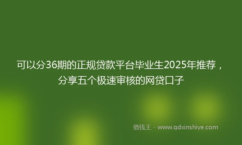 可以分36期的正规贷款平台毕业生2025年推荐，分享五个极速审核的网贷口子