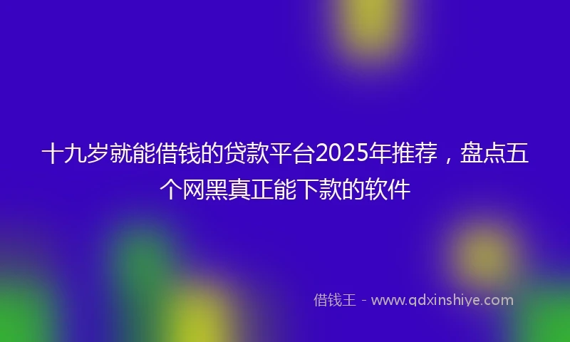 十九岁就能借钱的贷款平台2025年推荐，盘点五个网黑真正能下款的软件
