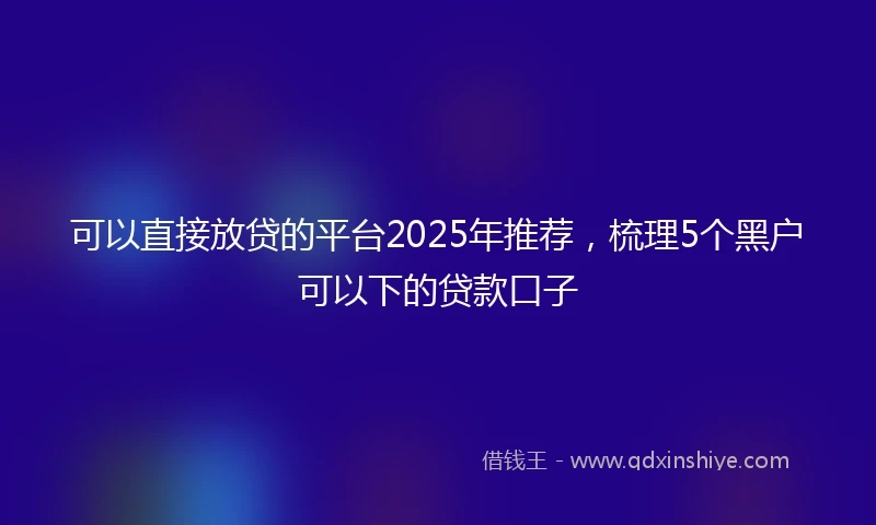 可以直接放贷的平台2025年推荐，梳理5个黑户可以下的贷款口子
