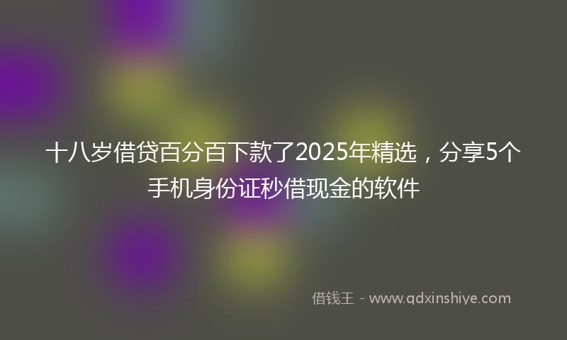 十八岁借贷百分百下款了2025年精选，分享5个手机身份证秒借现金的软件