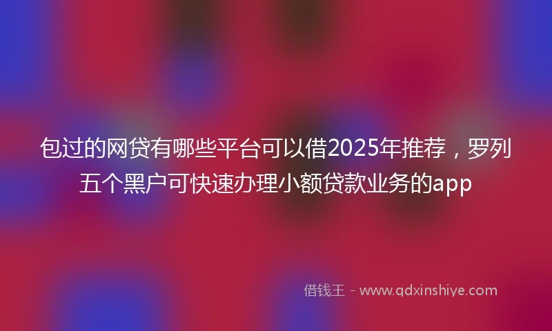 包过的网贷有哪些平台可以借2025年推荐，罗列五个黑户可快速办理小额贷款业务的app