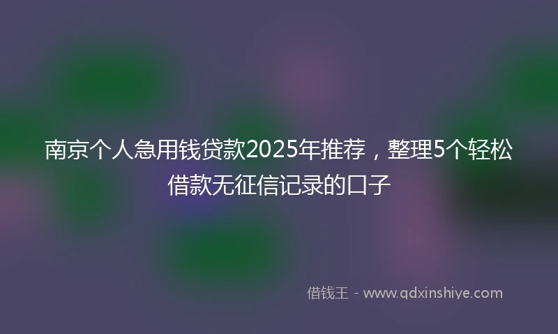 南京个人急用钱贷款2025年推荐，整理5个轻松借款无征信记录的口子