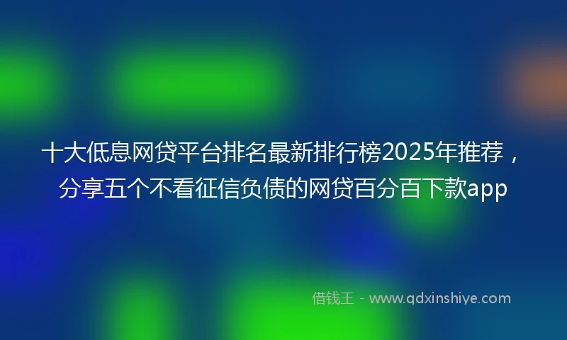 十大低息网贷平台排名最新排行榜2025年推荐，分享五个不看征信负债的网贷百分百下款app