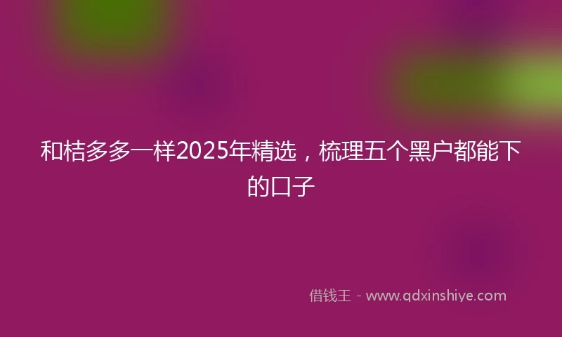 和桔多多一样2025年精选，梳理五个黑户都能下的口子