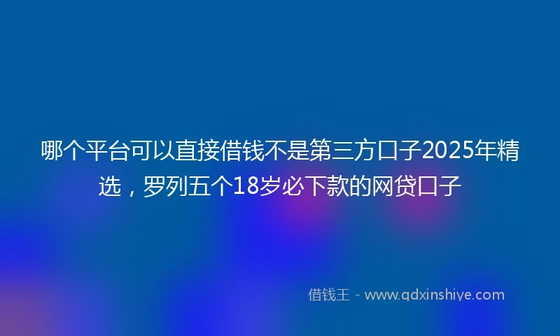 哪个平台可以直接借钱不是第三方口子2025年精选，罗列五个18岁必下款的网贷口子