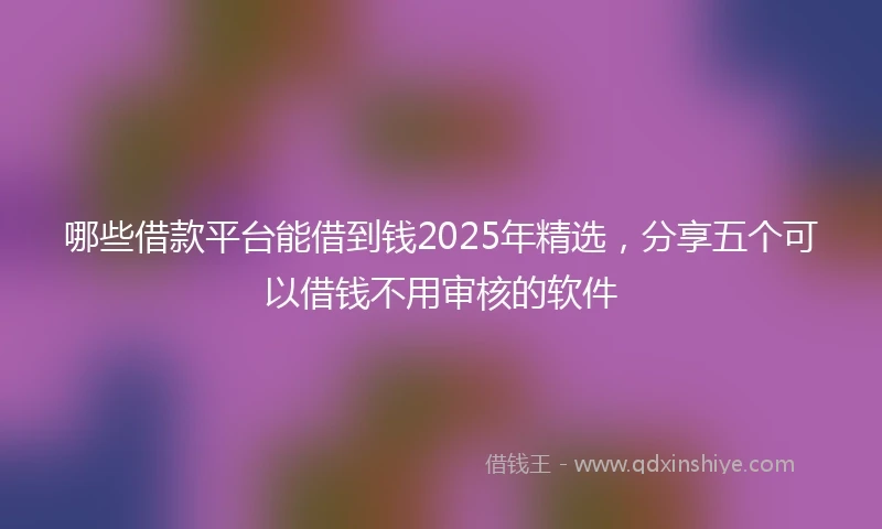 哪些借款平台能借到钱2025年精选，分享五个可以借钱不用审核的软件