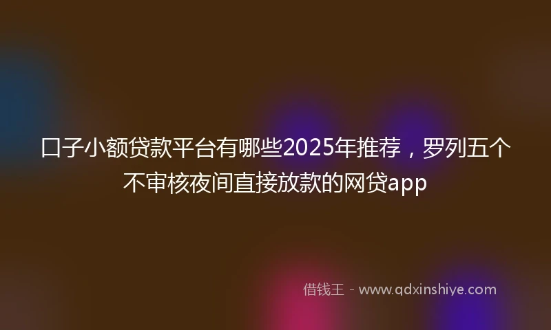 口子小额贷款平台有哪些2025年推荐，罗列五个不审核夜间直接放款的网贷app