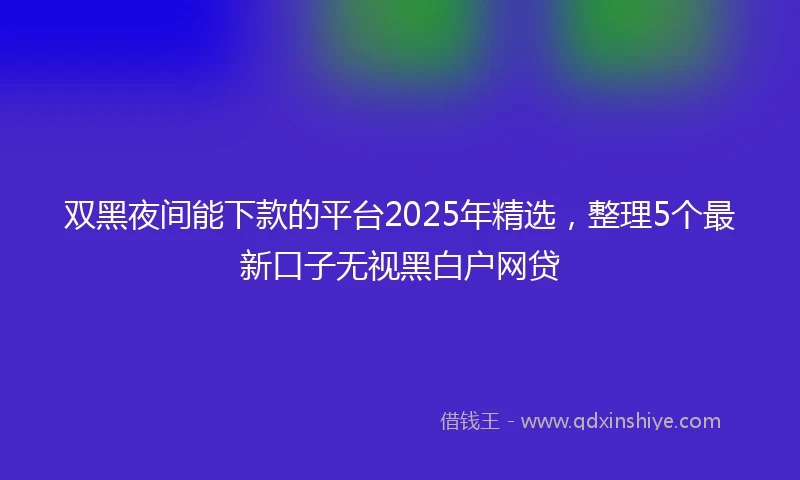 双黑夜间能下款的平台2025年精选，整理5个最新口子无视黑白户网贷
