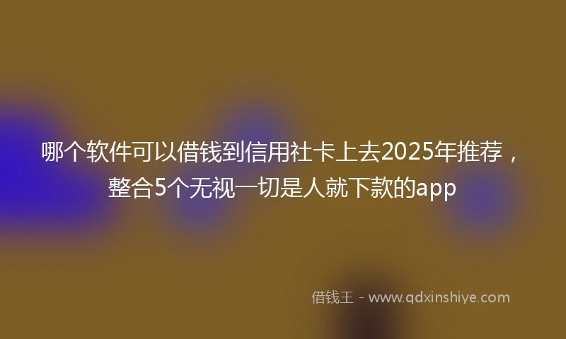 哪个软件可以借钱到信用社卡上去2025年推荐，整合5个无视一切是人就下款的app