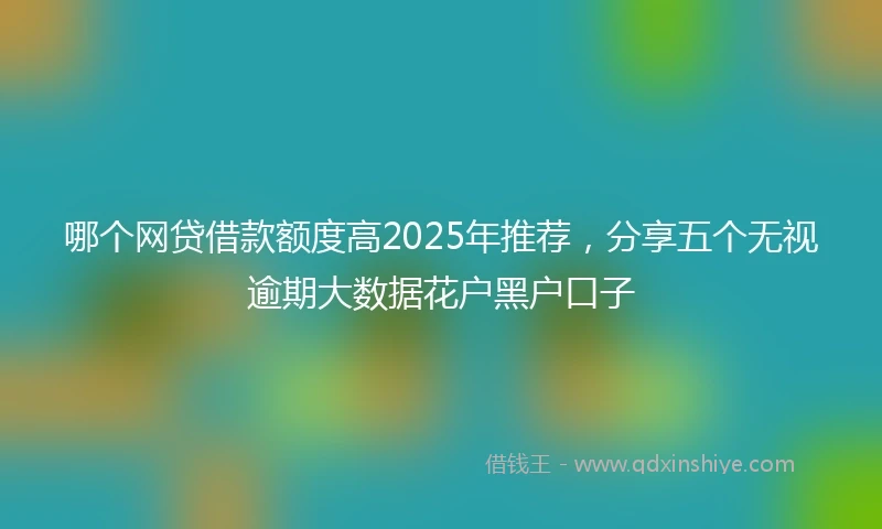哪个网贷借款额度高2025年推荐，分享五个无视逾期大数据花户黑户口子