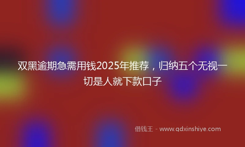 双黑逾期急需用钱2025年推荐，归纳五个无视一切是人就下款口子