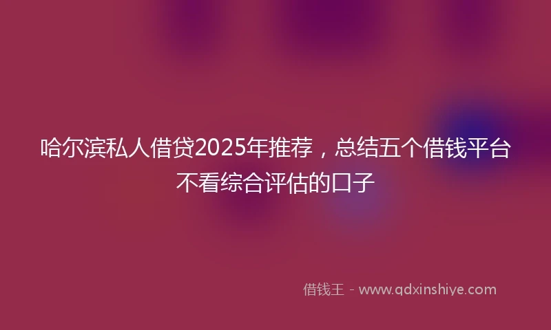 哈尔滨私人借贷2025年推荐，总结五个借钱平台不看综合评估的口子