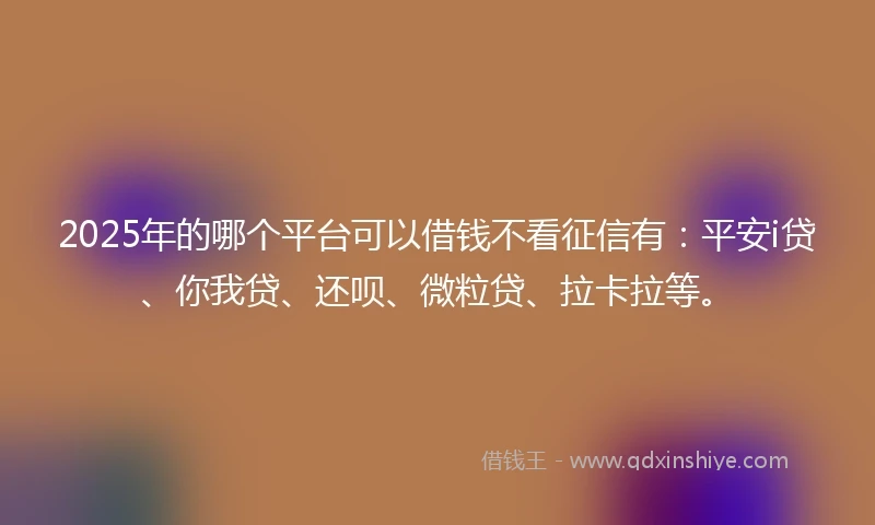 2025年的哪个平台可以借钱不看征信有：平安i贷、你我贷、还呗、微粒贷、拉卡拉等。