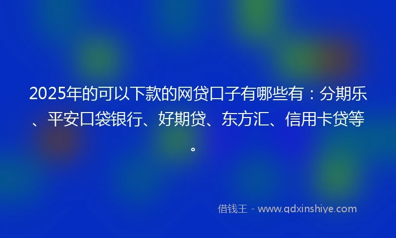 2025年的可以下款的网贷口子有哪些有：分期乐、平安口袋银行、好期贷、东方汇、信用卡贷等。