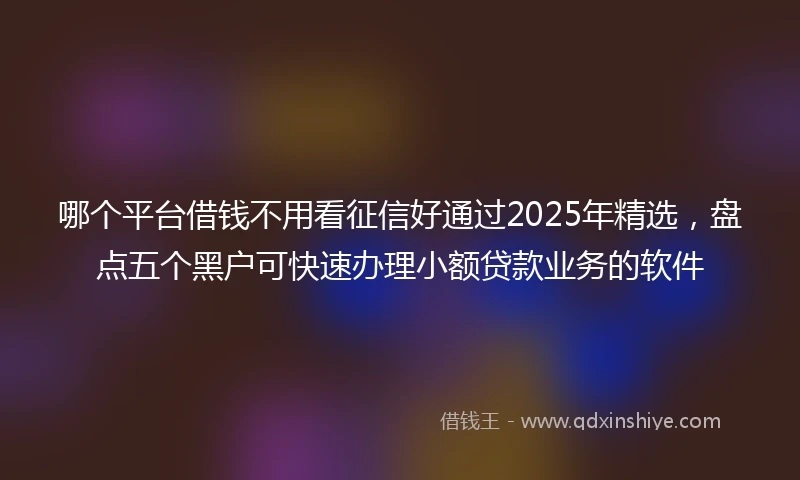 哪个平台借钱不用看征信好通过2025年精选，盘点五个黑户可快速办理小额贷款业务的软件