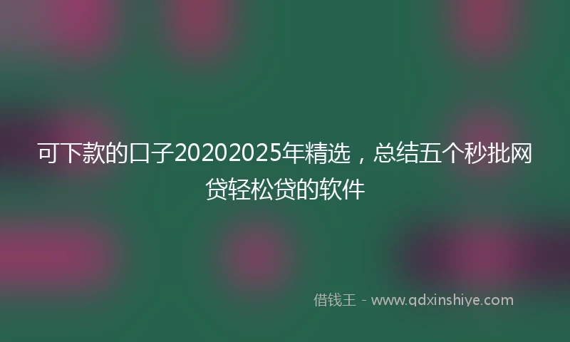 可下款的口子20202025年精选，总结五个秒批网贷轻松贷的软件