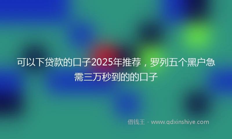 可以下贷款的口子2025年推荐，罗列五个黑户急需三万秒到的的口子