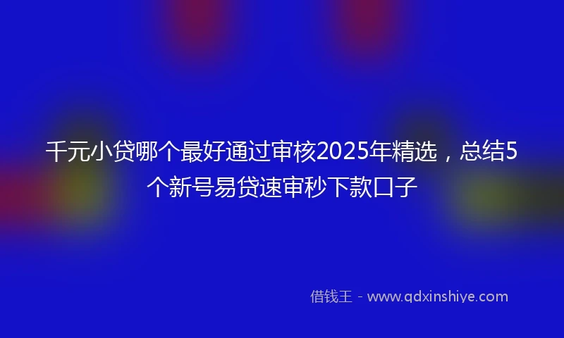 千元小贷哪个最好通过审核2025年精选，总结5个新号易贷速审秒下款口子
