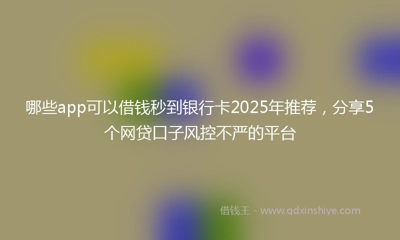 哪些app可以借钱秒到银行卡2025年推荐，分享5个网贷口子风控不严的平台