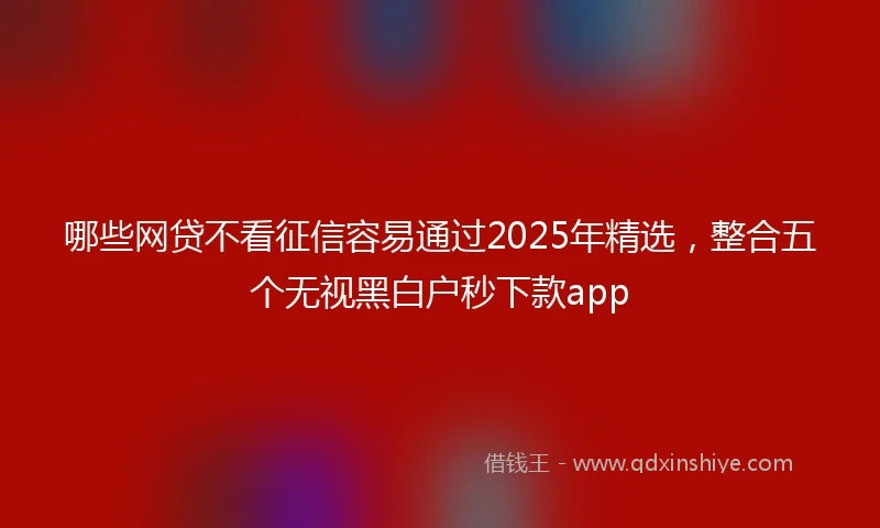 哪些网贷不看征信容易通过2025年精选，整合五个无视黑白户秒下款app