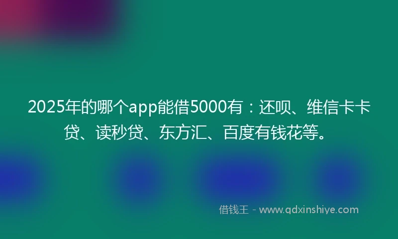 2025年的哪个app能借5000有:还呗、维信卡卡贷、读秒贷、东方汇、百度有钱花等。