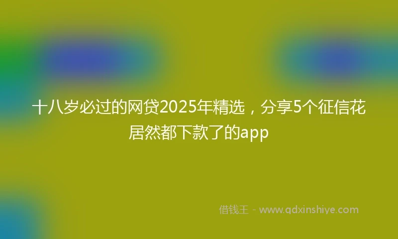 十八岁必过的网贷2025年精选，分享5个征信花居然都下款了的app