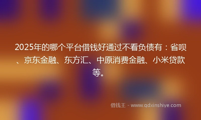 2025年的哪个平台借钱好通过不看负债有：省呗、京东金融、东方汇、中原消费金融、小米贷款等。
