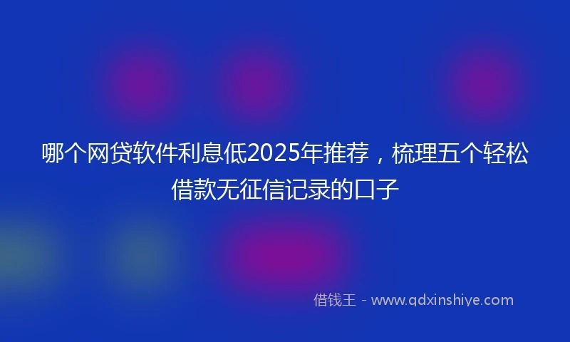 哪个网贷软件利息低2025年推荐，梳理五个轻松借款无征信记录的口子