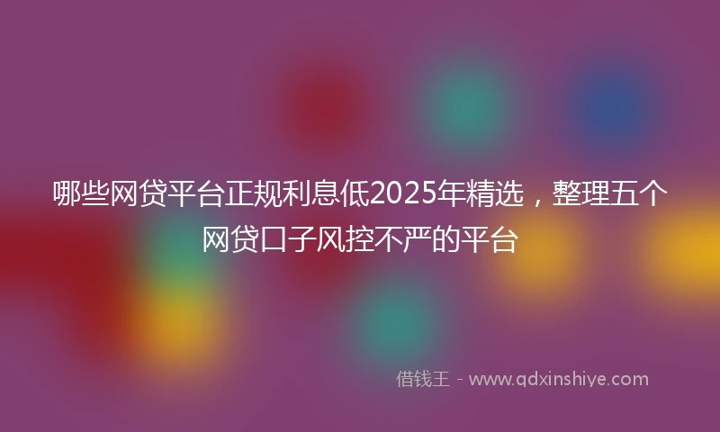 哪些网贷平台正规利息低2025年精选，整理五个网贷口子风控不严的平台
