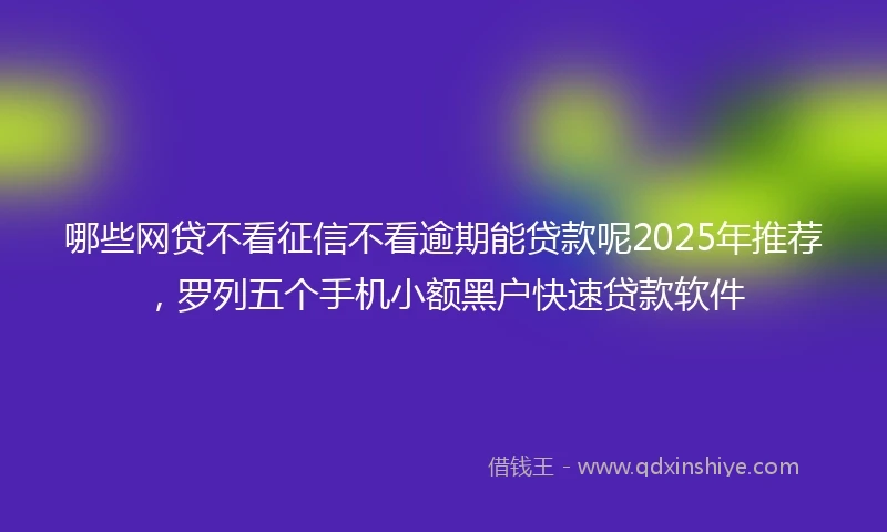 哪些网贷不看征信不看逾期能贷款呢2025年推荐，罗列五个手机小额黑户快速贷款软件