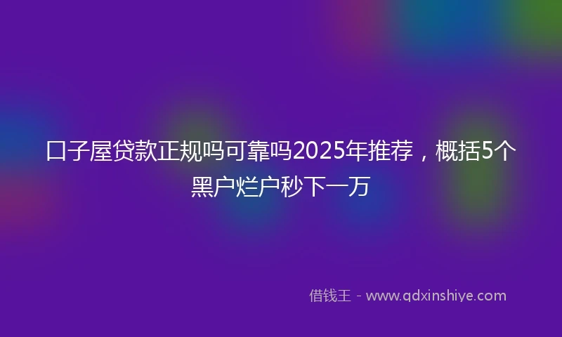 口子屋贷款正规吗可靠吗2025年推荐,概括5个黑户烂户秒下一万