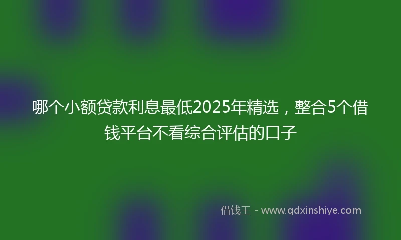 哪个小额贷款利息最低2025年精选，整合5个借钱平台不看综合评估的口子
