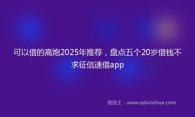 可以借的高炮2025年推荐，盘点五个20岁借钱不求征信速借app