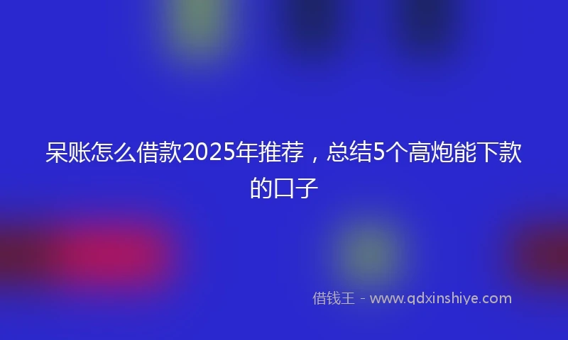 呆账怎么借款2025年推荐，总结5个高炮能下款的口子