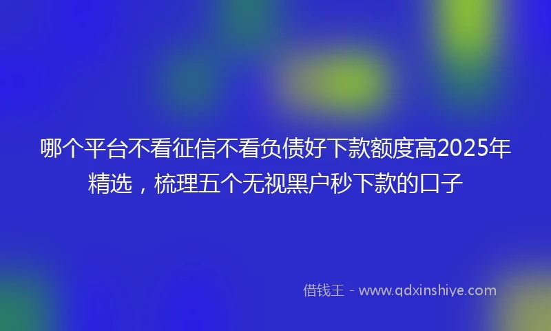 哪个平台不看征信不看负债好下款额度高2025年精选，梳理五个无视黑户秒下款的口子