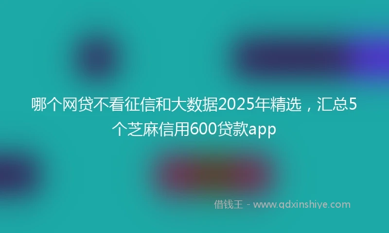 哪个网贷不看征信和大数据2025年精选,汇总5个芝麻信用600贷款app
