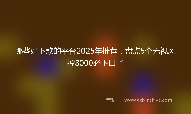 哪些好下款的平台2025年推荐，盘点5个无视风控8000必下口子